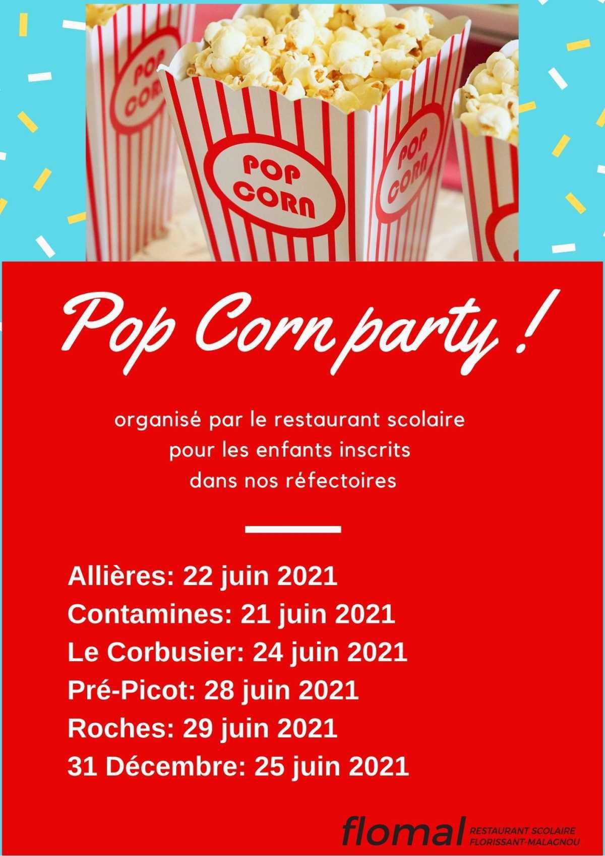 Animation pop Corn sucré dans nos réfectoires (fin juin 2021)
