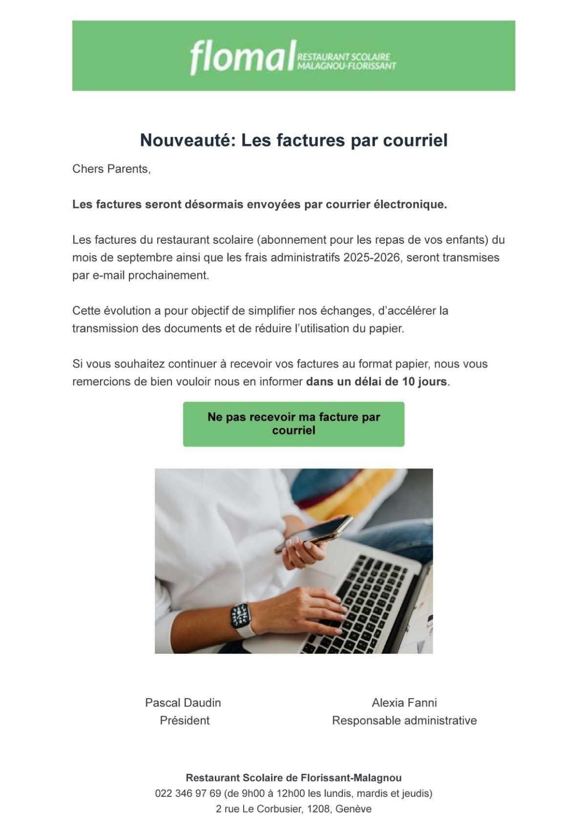Nouveauté: Les factures par courriel