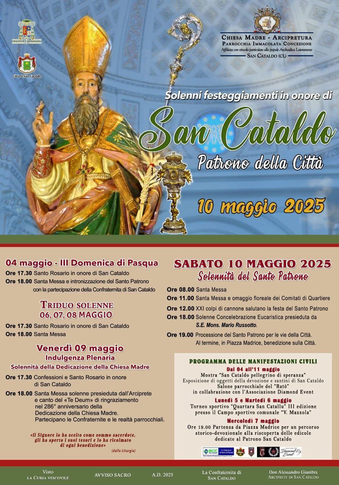 Processione del Santo Patrono per le vie della Città (inizio ore 19.00)