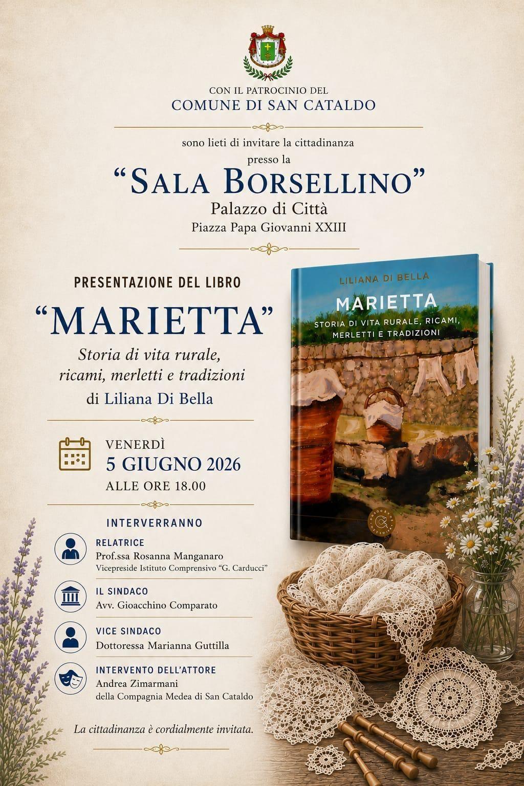 Presentazione del libro “Marietta” – Liliana Di Bella (inizio ore 18.00) Presentazione del libro “Marietta” – Liliana Di Bella (inizio ore 18.00)