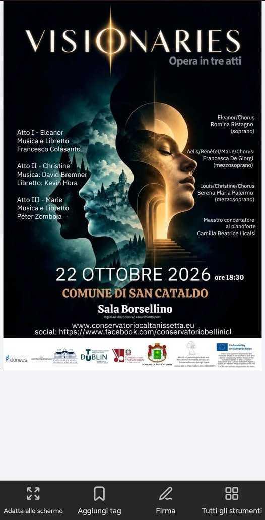 Concerto "Visionaries" – Progetto Europeo BRAVO (inizio ore 18:30) Concerto "Visionaries" – Progetto Europeo BRAVO (inizio ore 18:30)