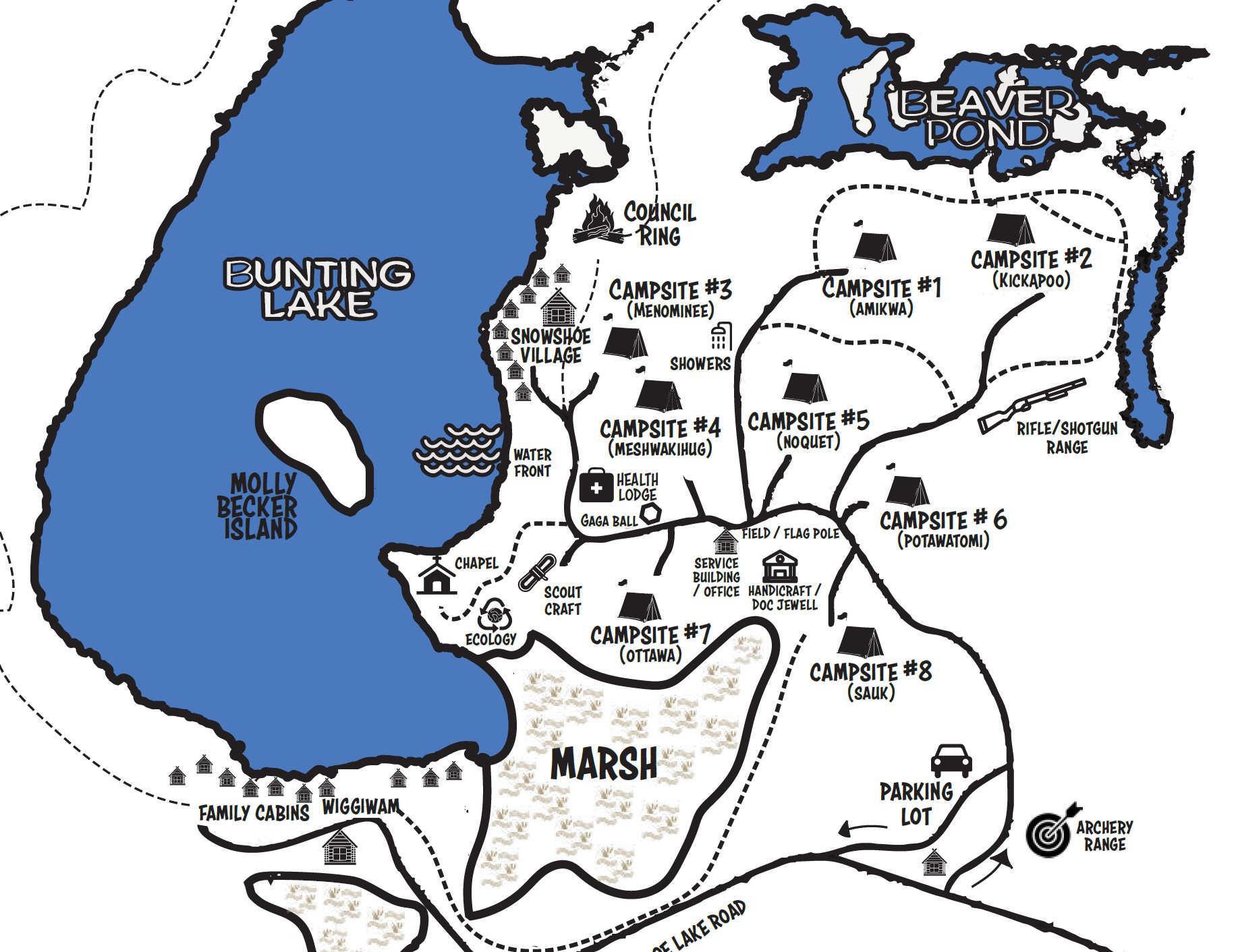 Camp Hiawatha Map - Click to Zoom