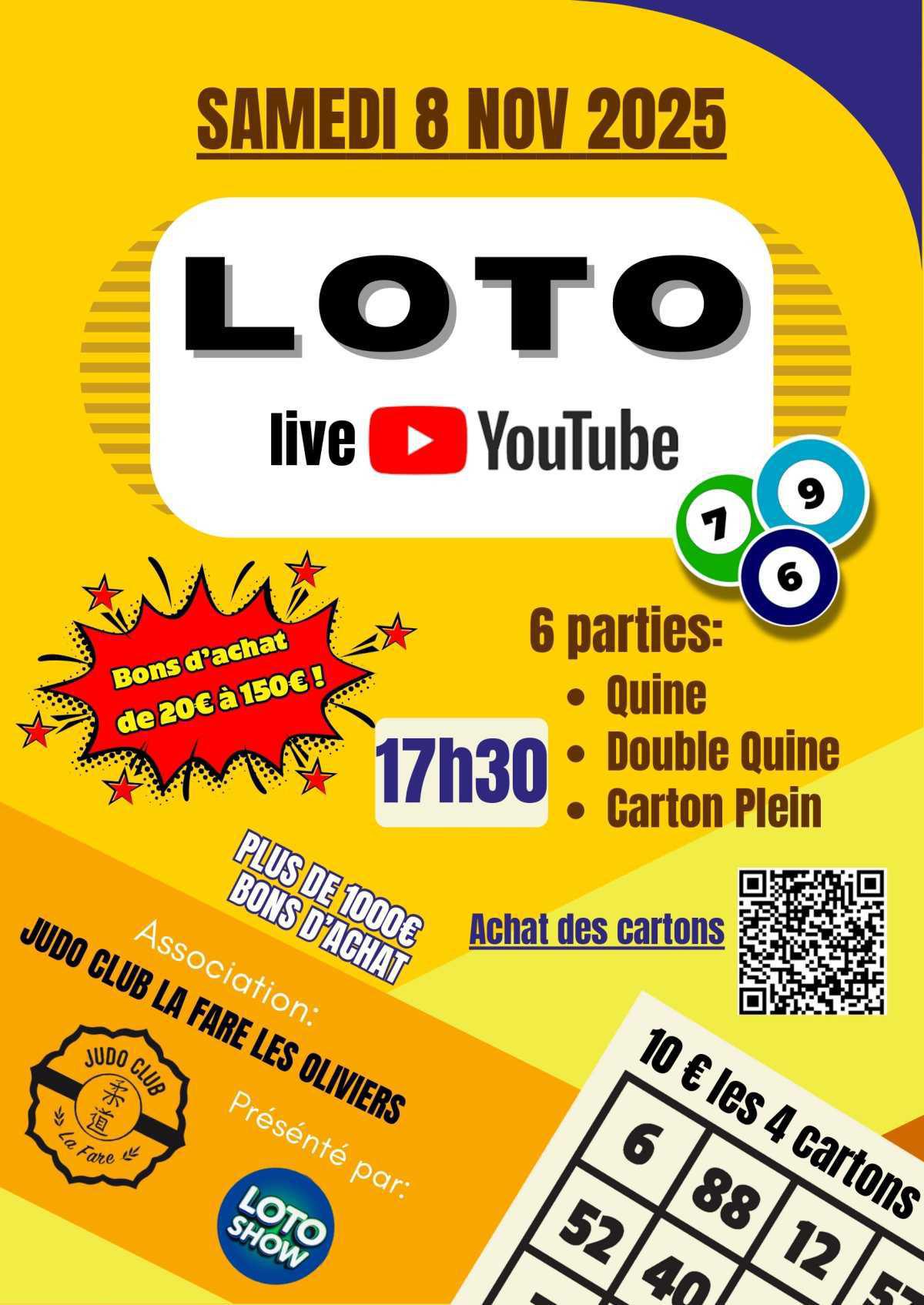 🥋🥋Loto live Judo Club Farenc Samedi 08 Novembre 2025 à 17H30 🥋🥋