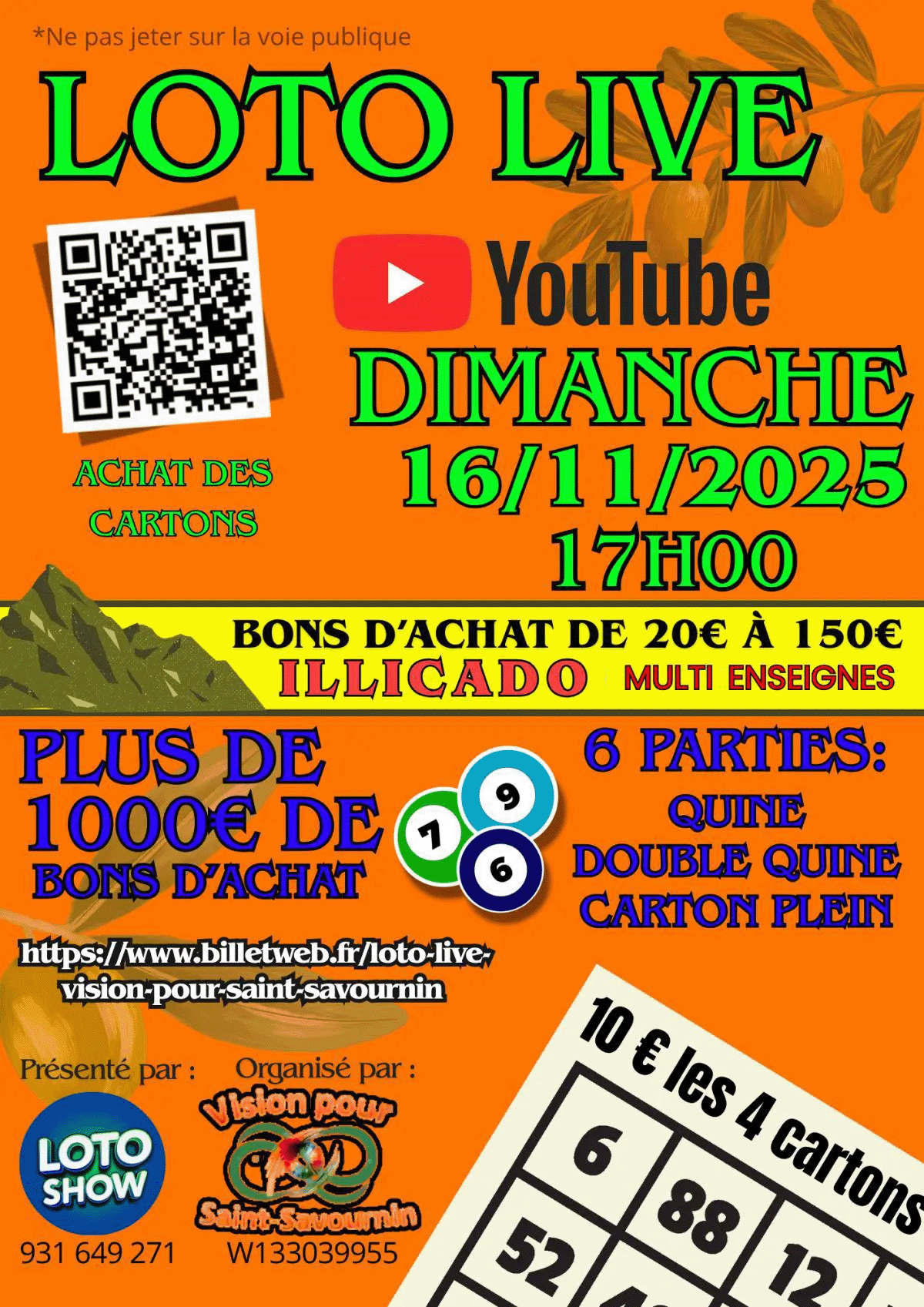 🎉🔥Loto live Vision pour Saint-Savournin 🔥🎉 🎉🔥Loto live Vision pour Saint-Savournin 🔥🎉