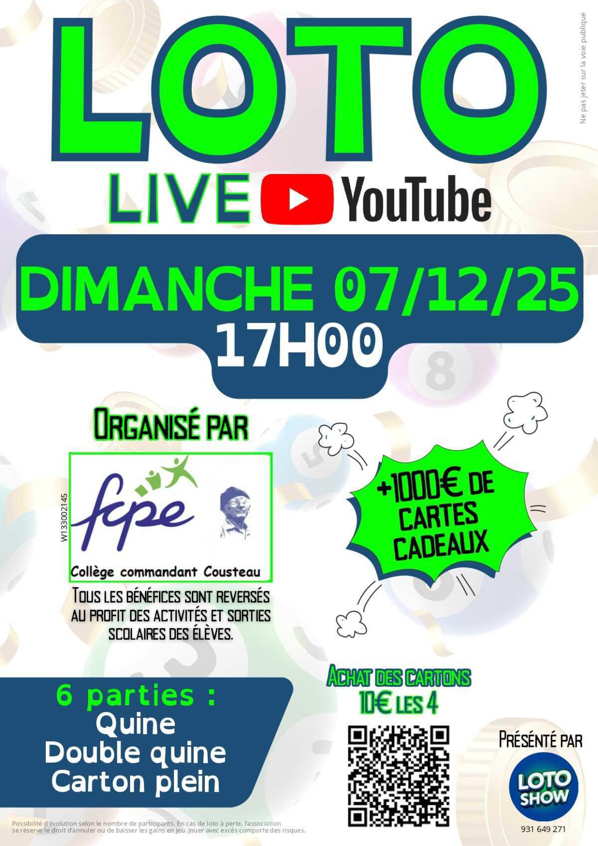 Loto live FCPE Collège Commandant Cousteau