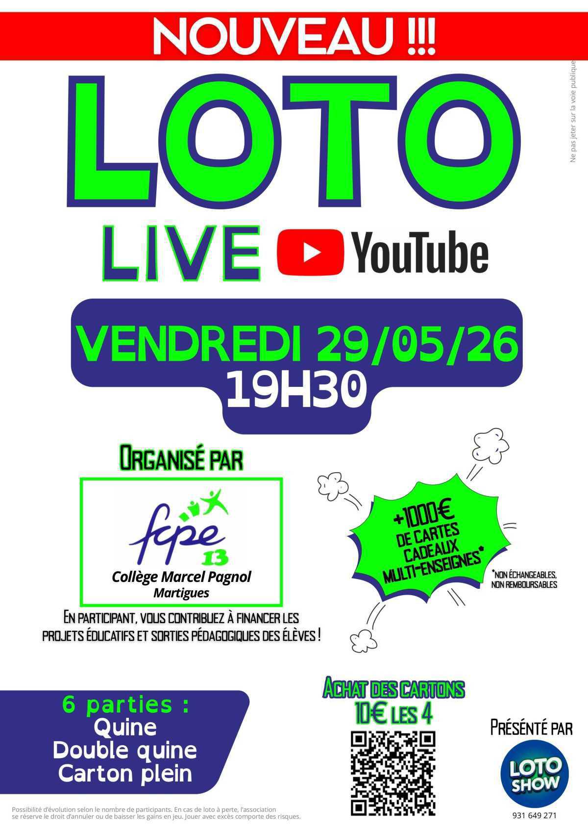 Loto Live FCPE 13 Collège Marcel Pagnol Martigues 