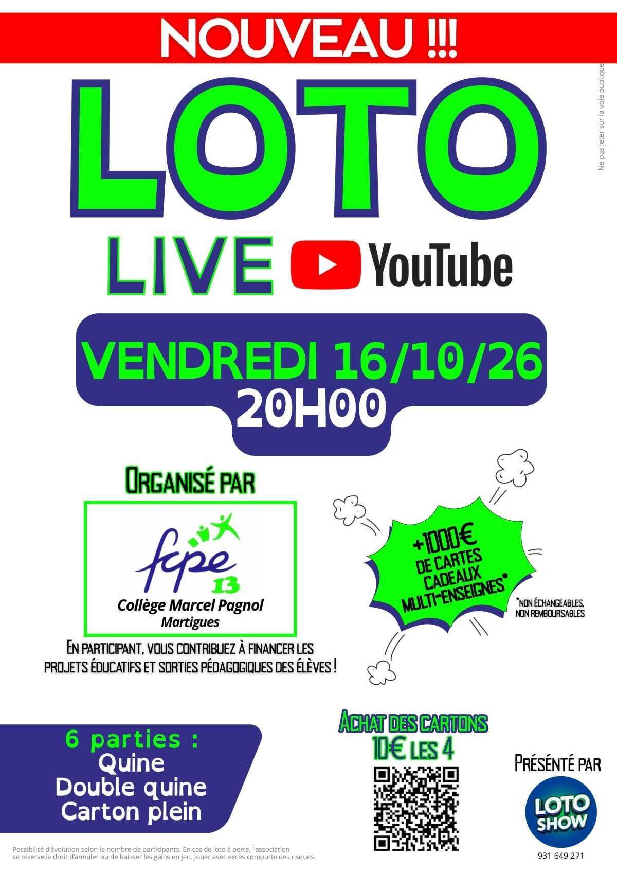 Loto Live FCPE13 Collège Marcel Pagnol Martigues 