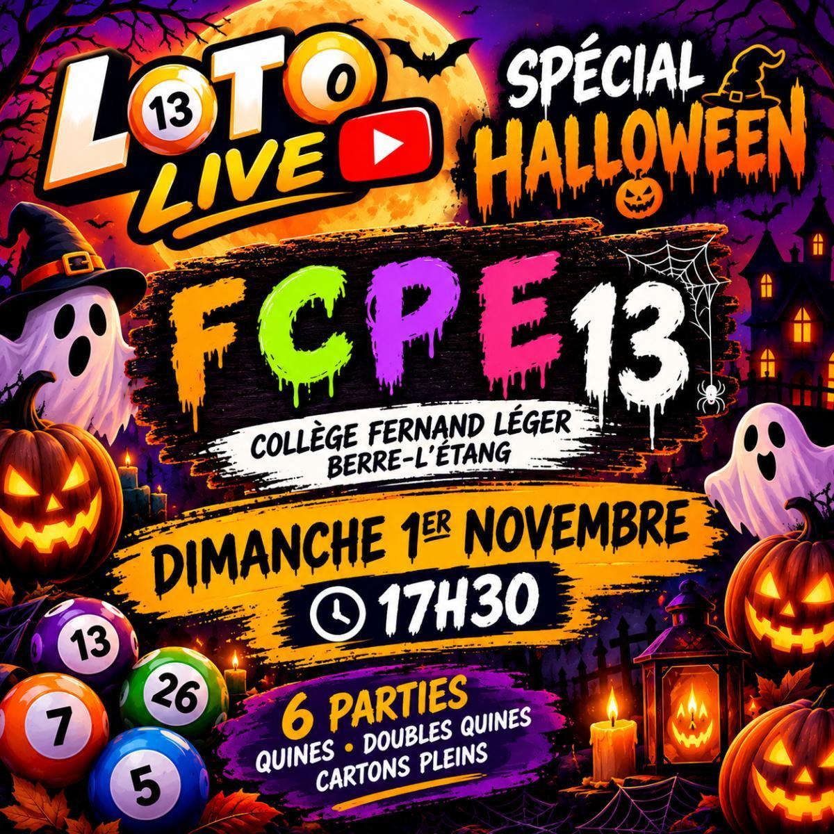 🎃👻 LOTO SHOW : 01 Novembre 17H30 Loto Live spécial Halloween ! 🕸️🧙♀️ 🎃👻 LOTO SHOW : 01 Novembre 17H30 Loto Live spécial Halloween ! 🕸️🧙♀️