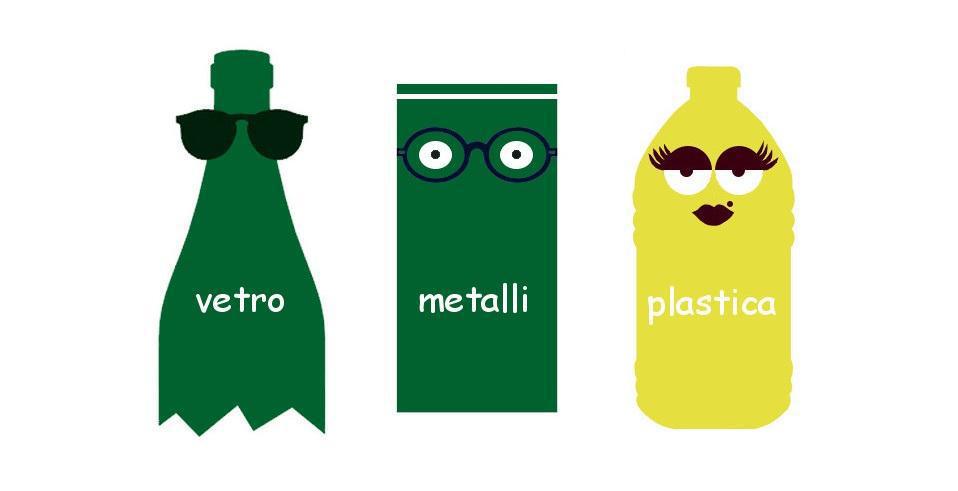 Stasera esporre vetro/lattine e plastica