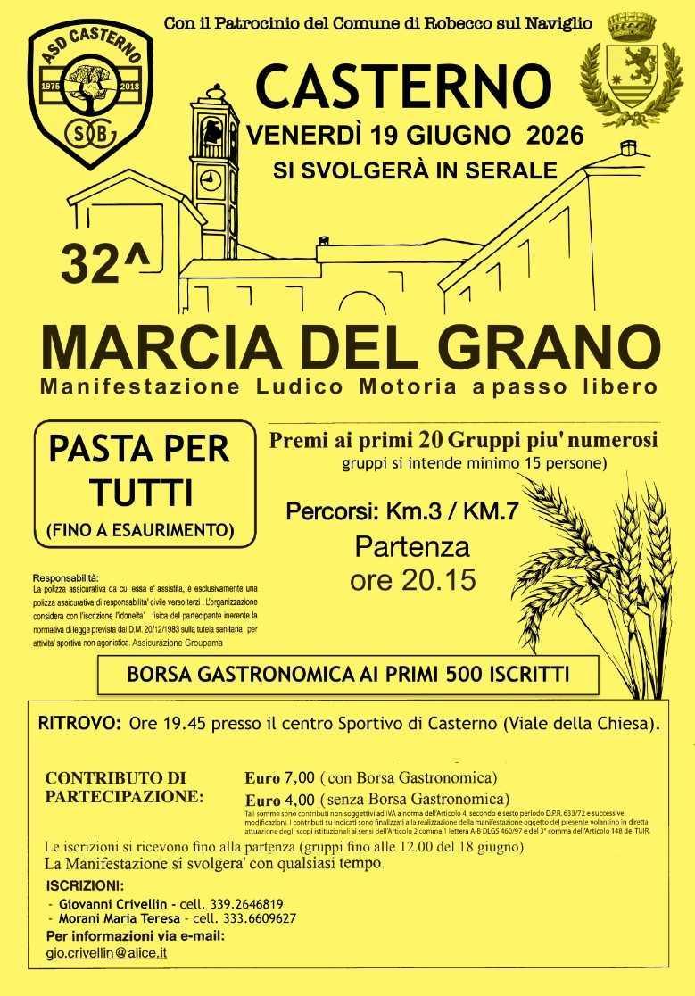 Marcia del Grano - Manifestazione Ludico Motoria a passo libero (inizio ore 19:45)