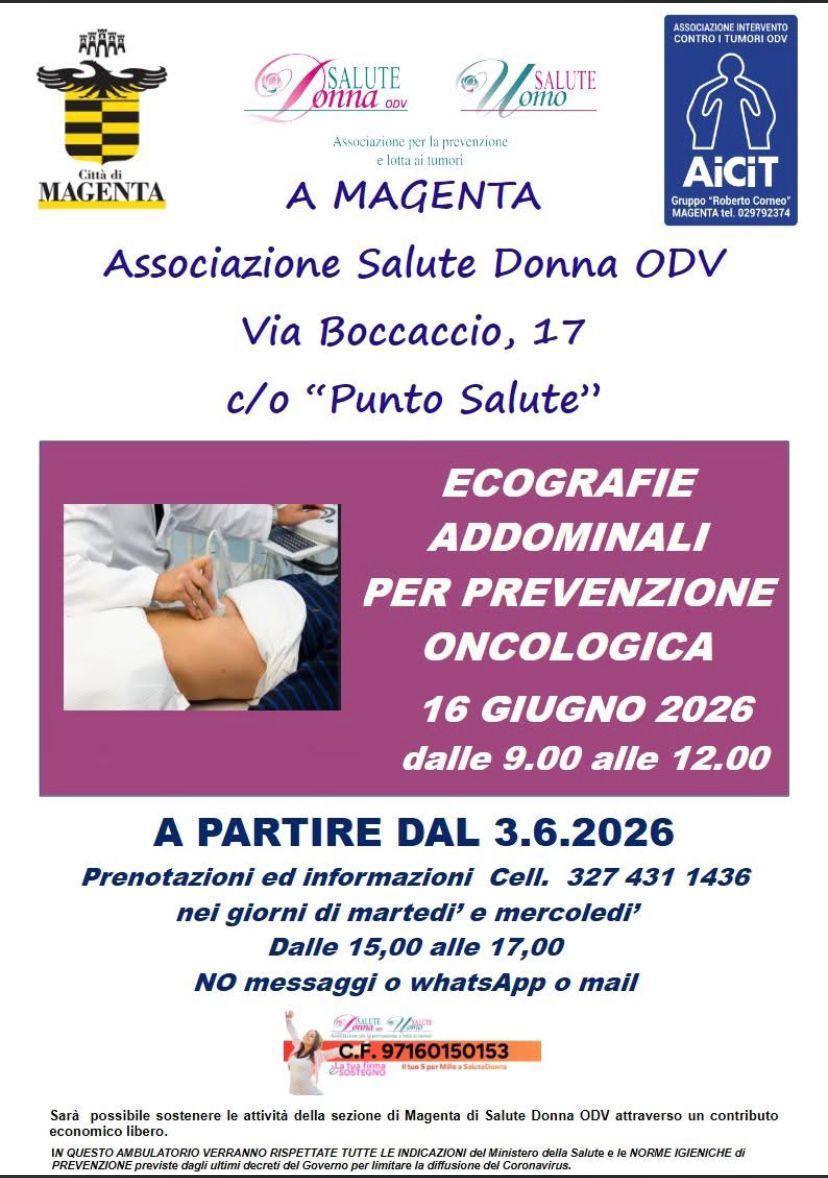 Ecografie Addominali per Prevenzione Oncologica (dalle ore 9.00 alle 12.00)