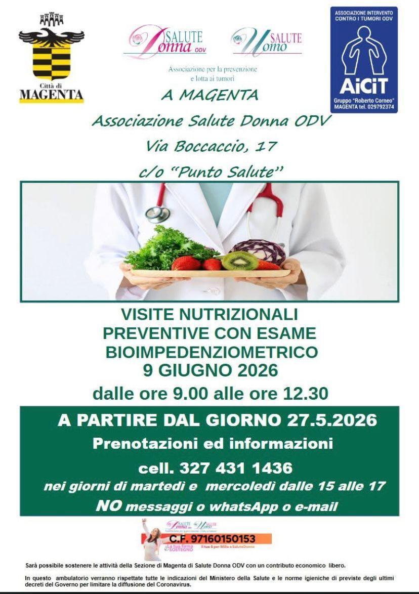 Visite Nutrizionali Preventive con Esame Bioimpedenziometrico (dalle ore 9.00 alle 12.30)