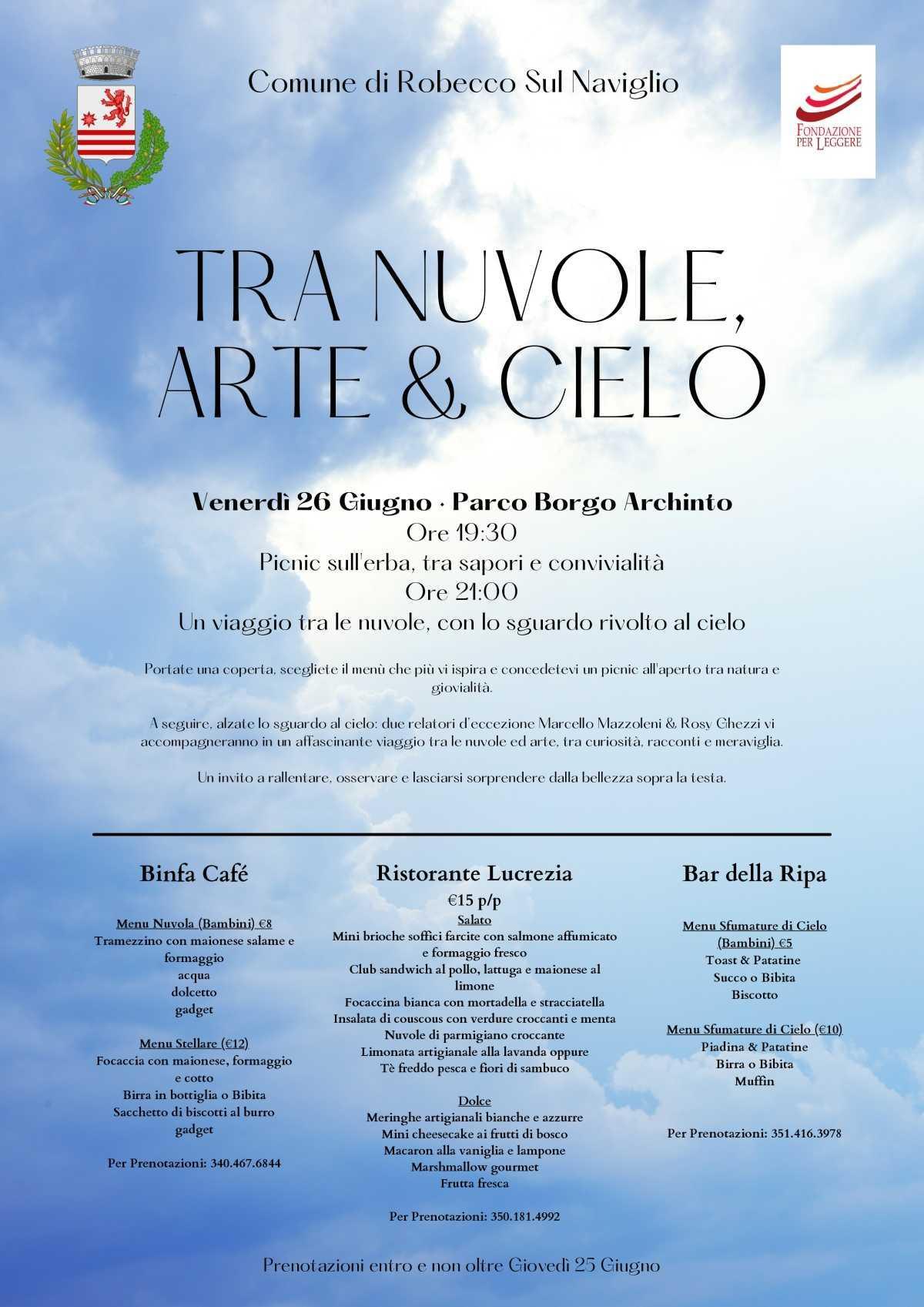 Tra Nuvole, Arte e Cielo (inizio ore 19.30)