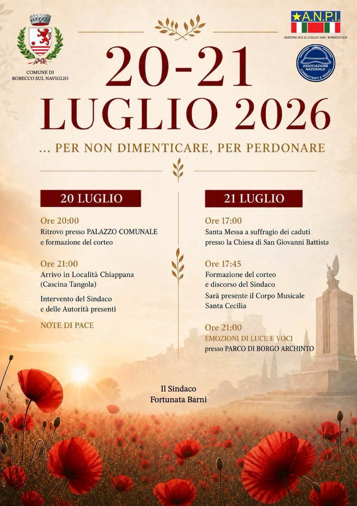 ..Per Non dimenticare, Per Perdonare (Inizio ore 20.00)