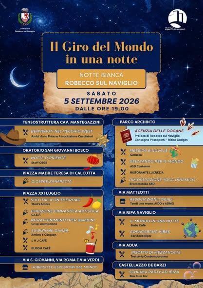 "Il Giro del Mondo in una Notte" Notte Bianca 2026 di Robecco sul Naviglio (start h. 19:00)