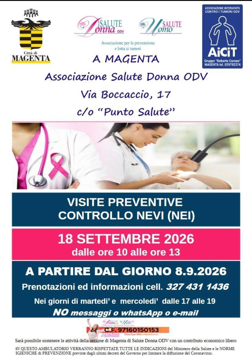 Visite Preventive Controllo Nevi (Nei) (dalle ore 10.00 alle 13.00)