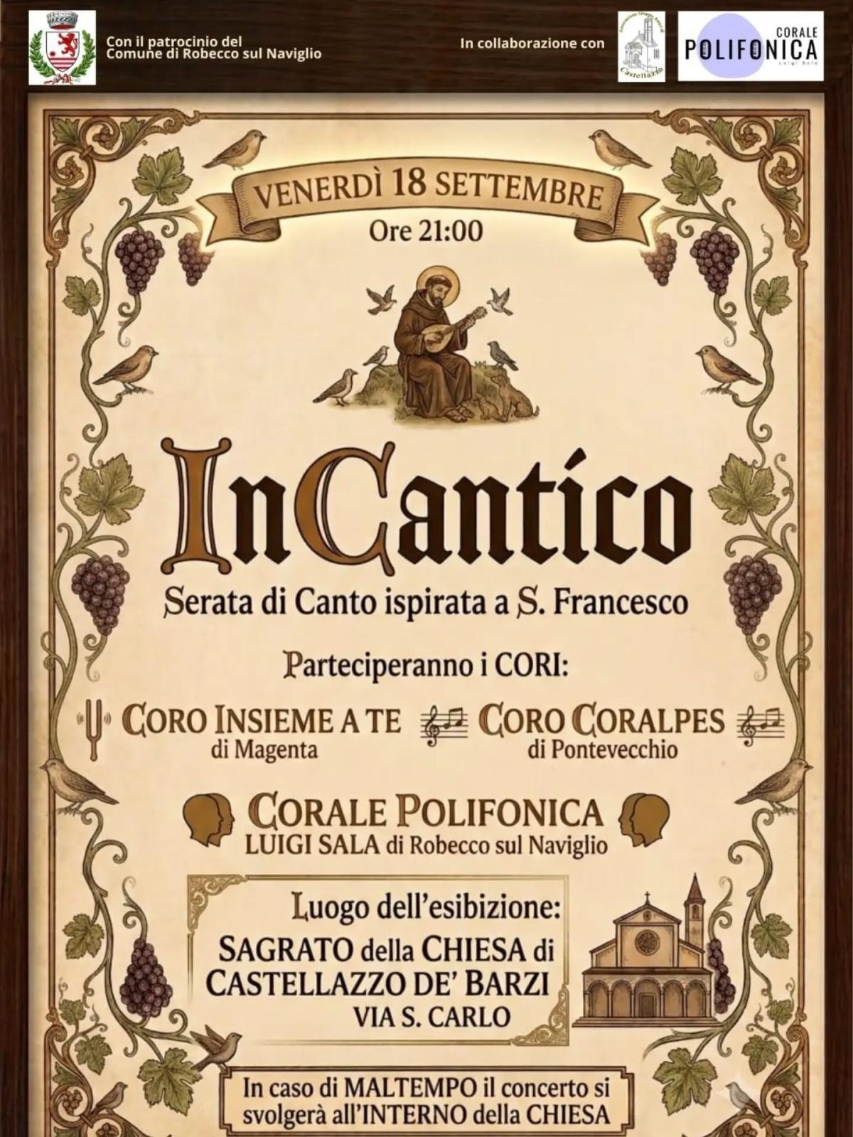 In cantico - Serata di Canto ispirata a S. Francesco (Inizio ore 21.00)