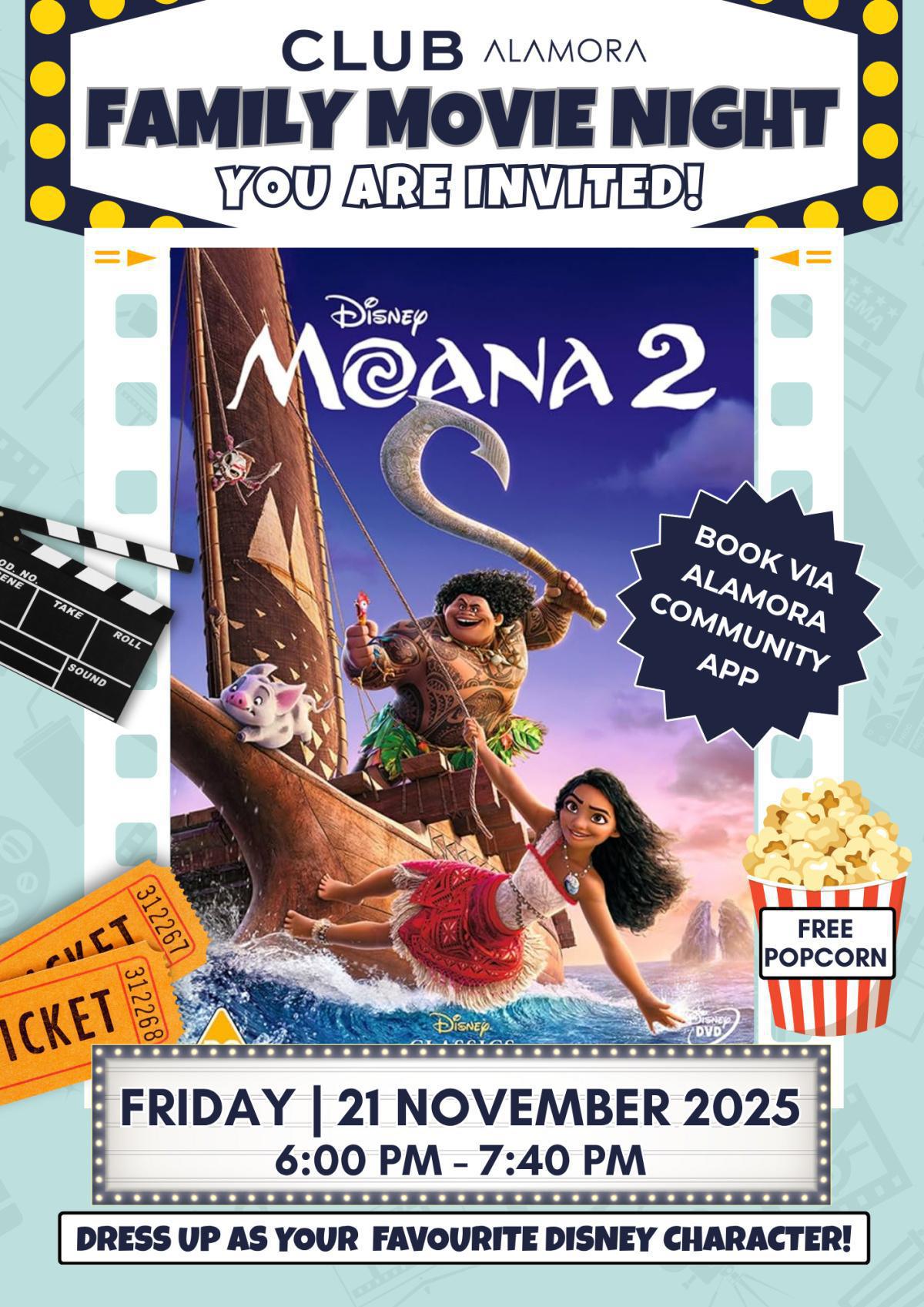 Club Alamora Family Movie Night with Moana 2 Club Alamora Family Movie Night with Moana 2