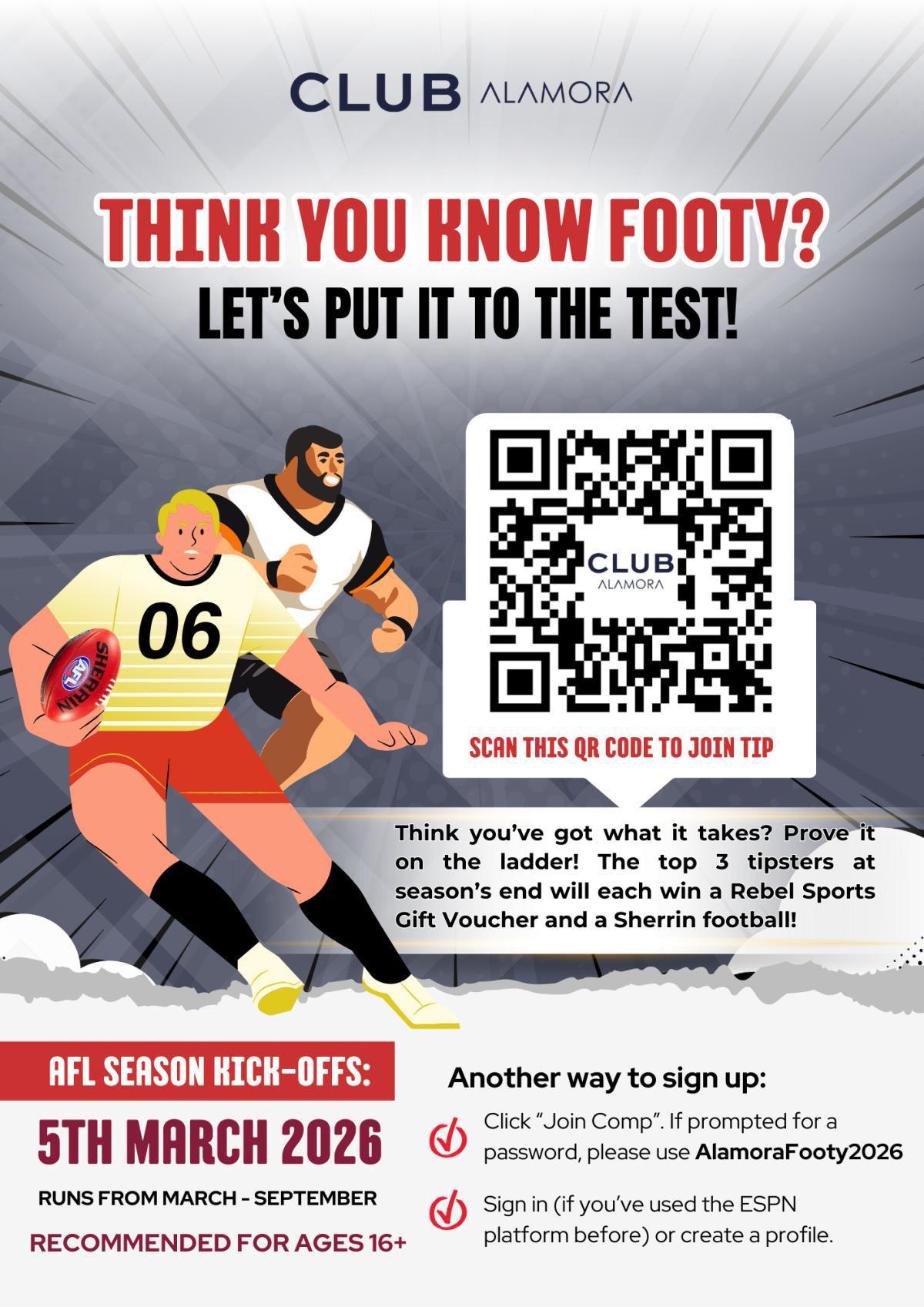 Footy Tipping Challenge at Club Alamora!