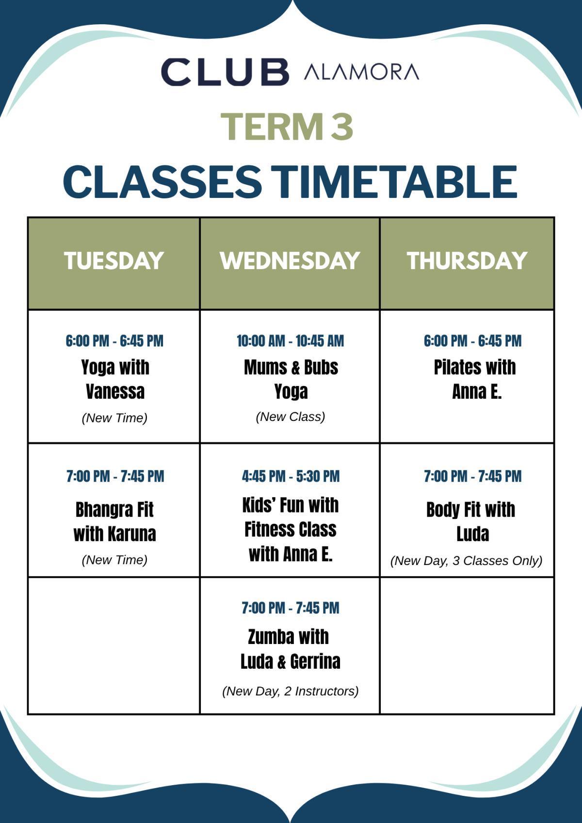 Term 3 Classes NEW UPDATE