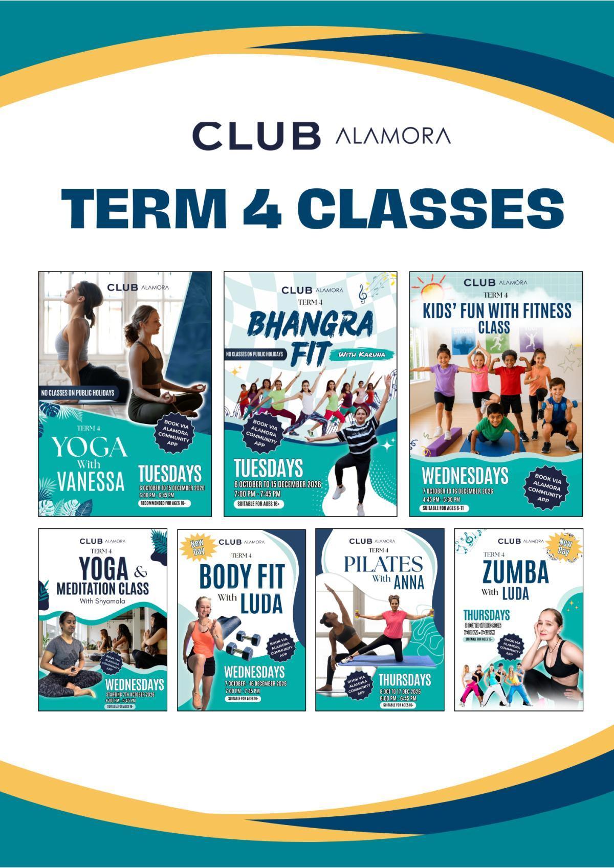 Term 4 Classes at Club Alamora Term 4 Classes at Club Alamora