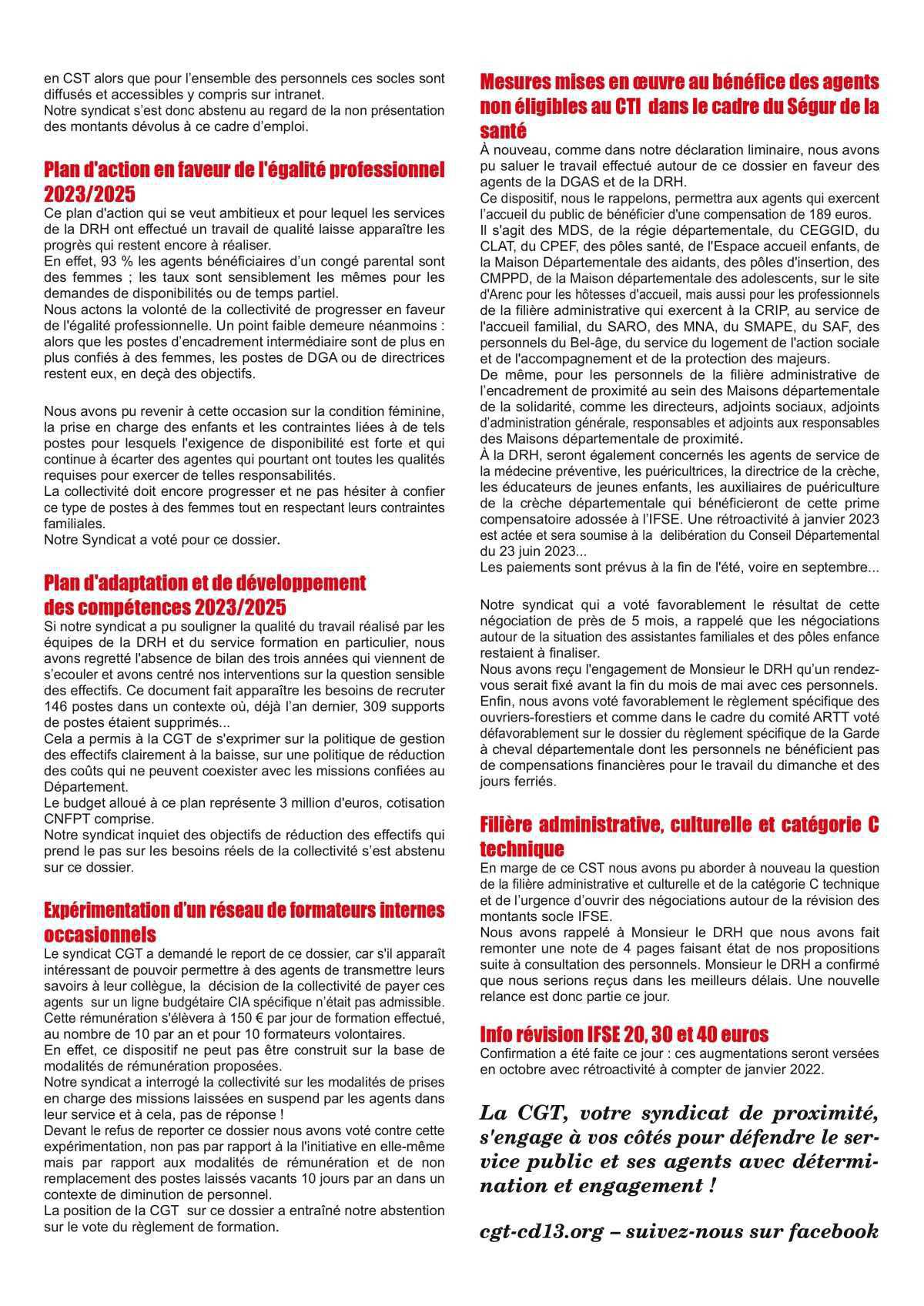 Compte-rendu du Comité social territorial du 22 mai 2023 Compte-rendu du Comité social territorial du 22 mai 2023