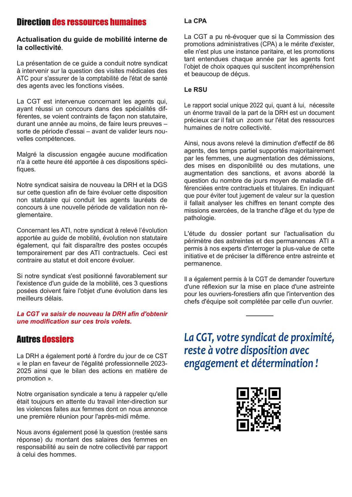  Compte-rendu du Comité social territorial du 7 novembre 2023