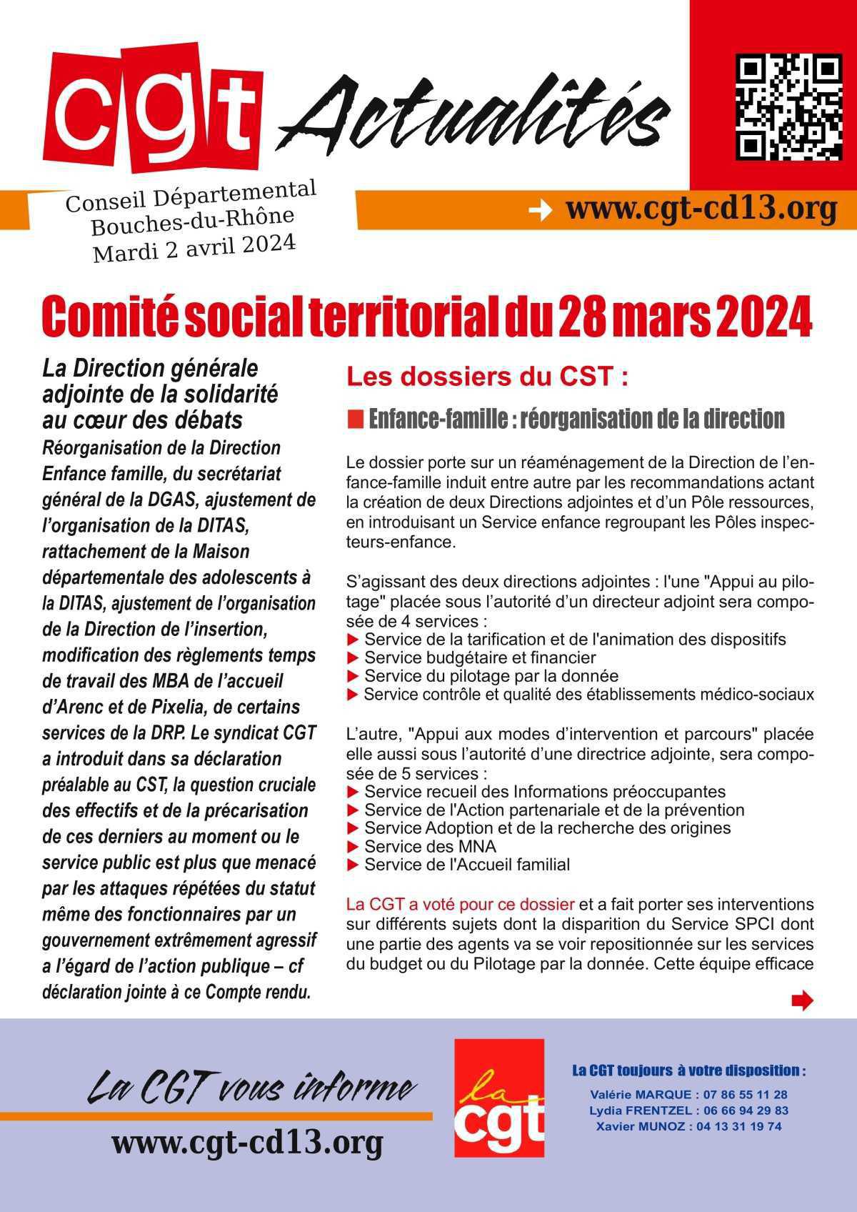Compte-rendu du Comité social territorial du 28 mars 2024 Compte-rendu du Comité social territorial du 28 mars 2024