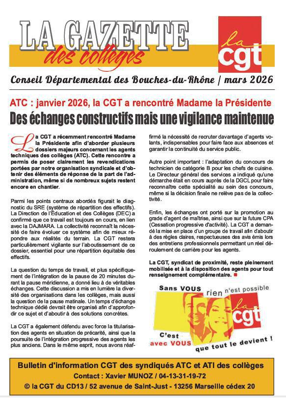 la gazette des collèges Mars 2026