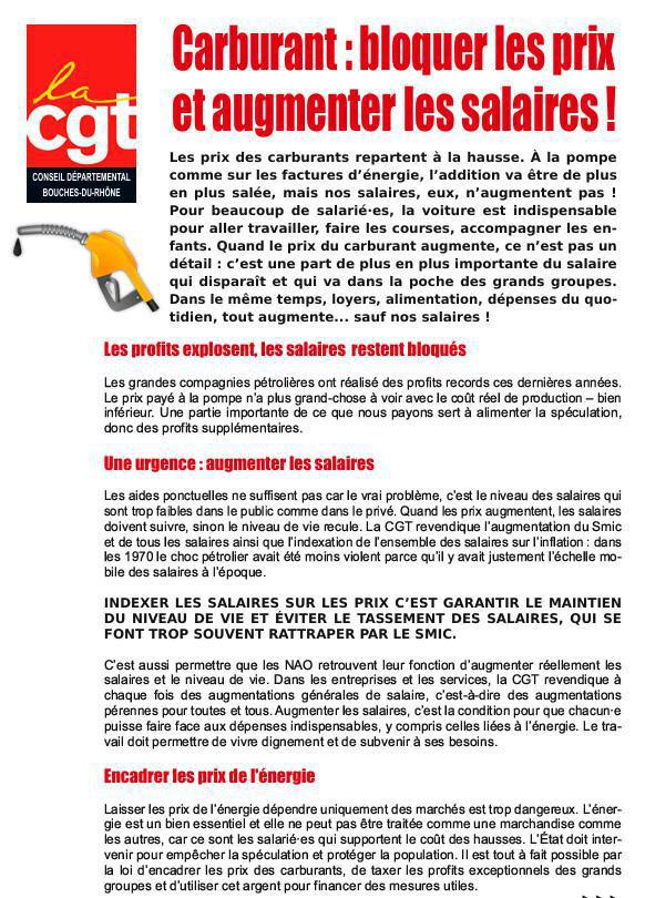 TRACT HAUSSE DU CARBURANT 30 Mars 2026