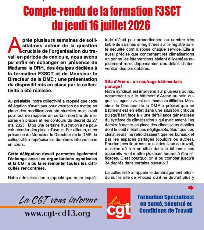 F3SCT du 16 juillet 2026 - Spécial Canicule