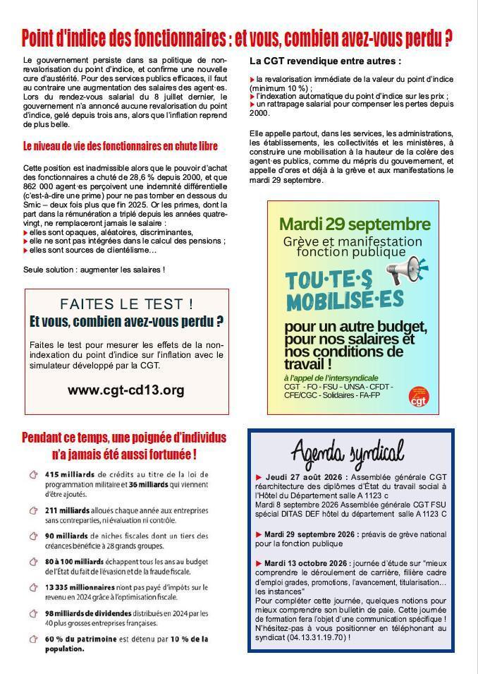 CGT Actualités du 21 juillet 2026 - Appel à la Grève le 29 septembre