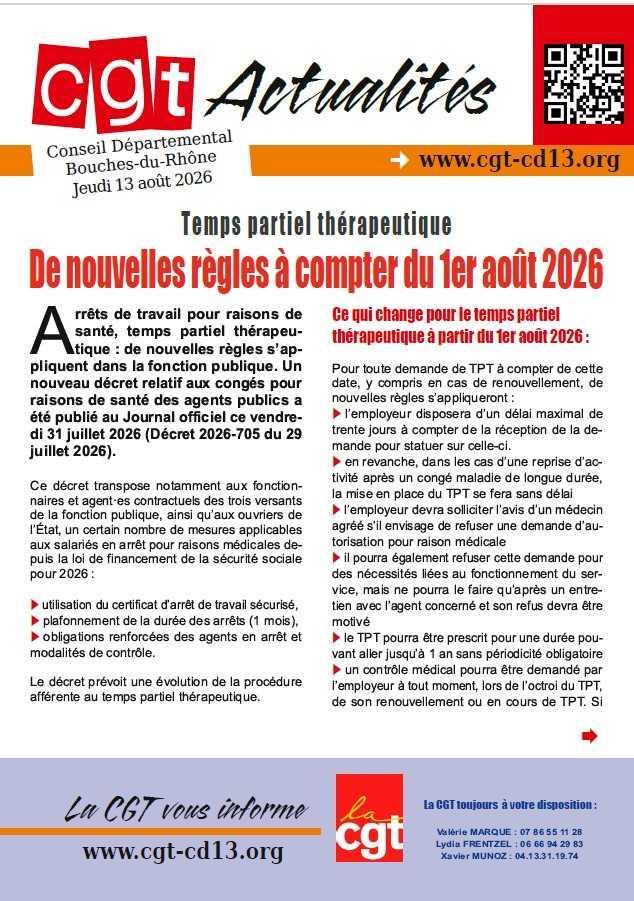  CGT Actualités du jeudi 13 août 2026