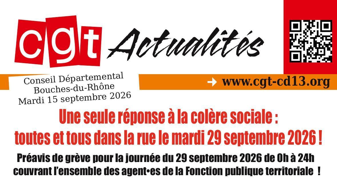 CGT ACTUALITES MARDI 15 SEPTEMBRE 2026