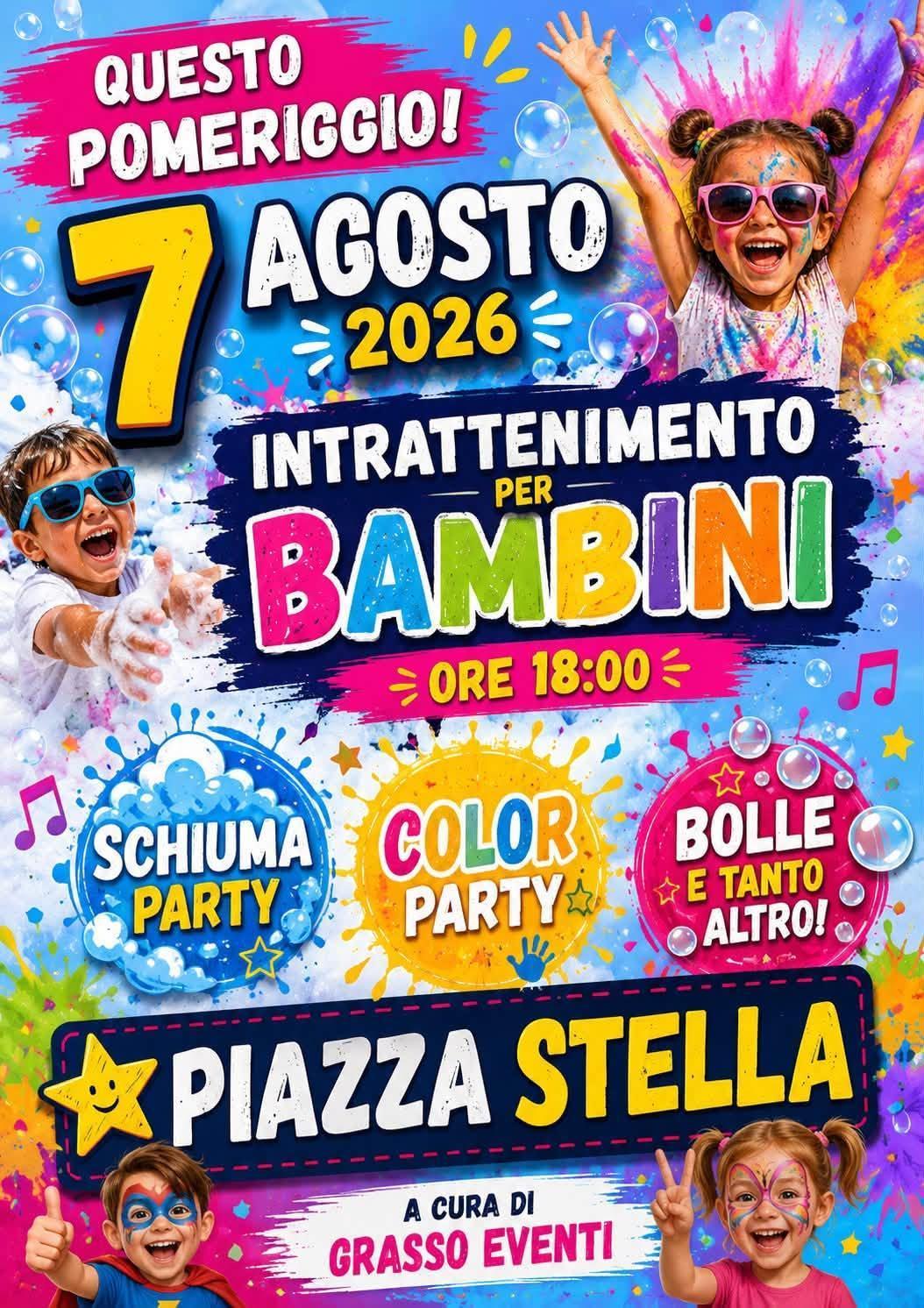 Intrattenimento per bambini. Schiuma party, color party, bolle e tanto altro. (Inizio ore 18.00)