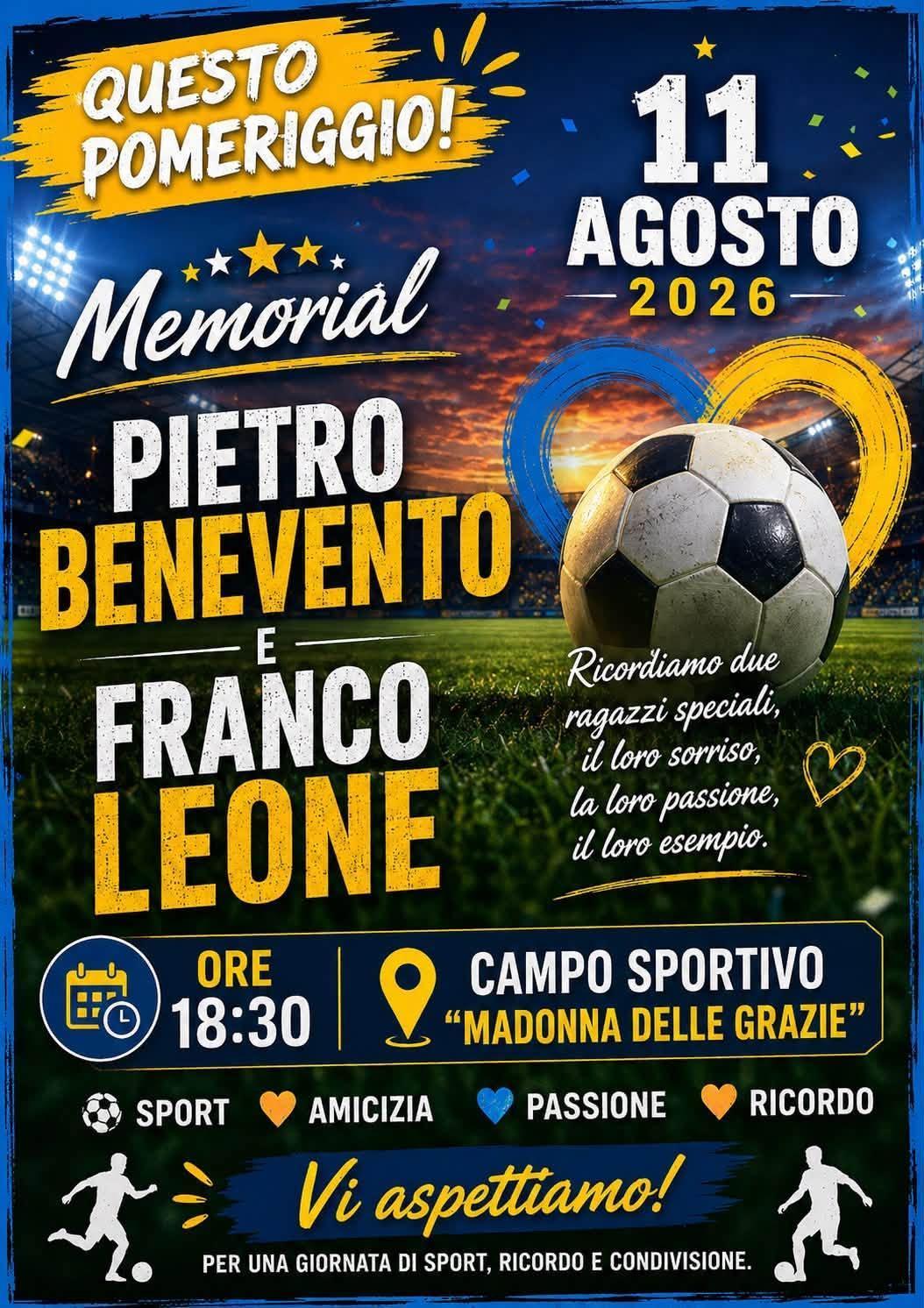 Memorial Pietro Benevento e Franco Leone (Inizio ore 18.30)