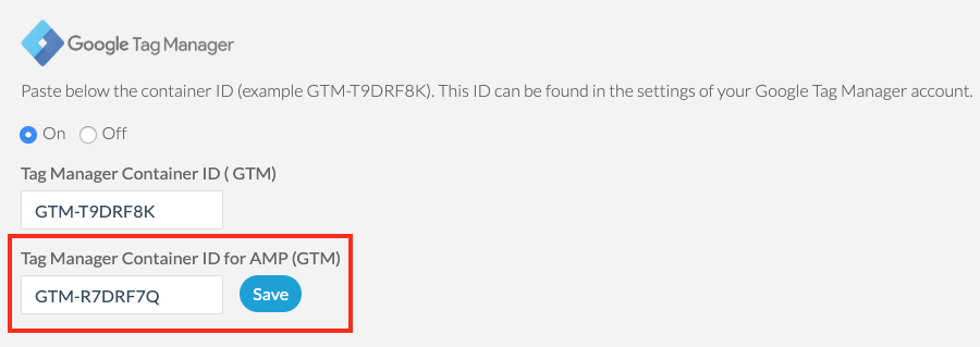 Ajout de l'ID du conteneur GTM dédié à AMP Ajout de l'ID du conteneur GTM dédié à AMP