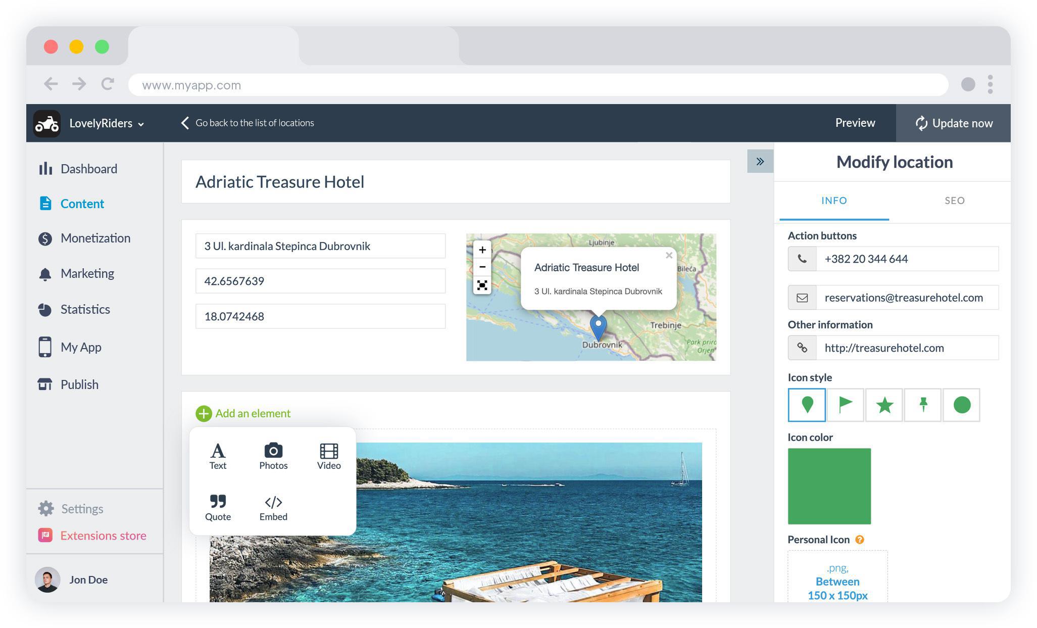 GoodBarber CMS - ajouter des nappes et des options de geolocalisation GoodBarber CMS - ajouter des nappes et des options de geolocalisation