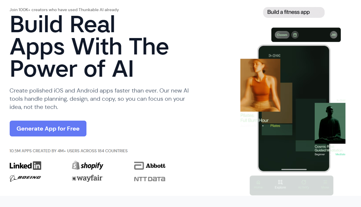 Image présentant une application créée avec Thunkable