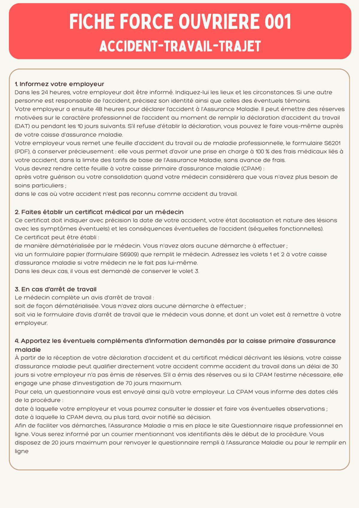 Accident TRAVAIL-TRAJET