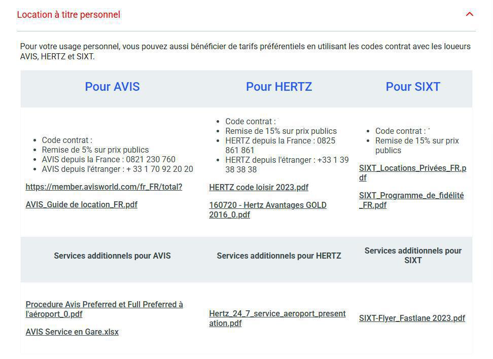 Tarifs préférentiels location de voiture Tarifs préférentiels location de voiture