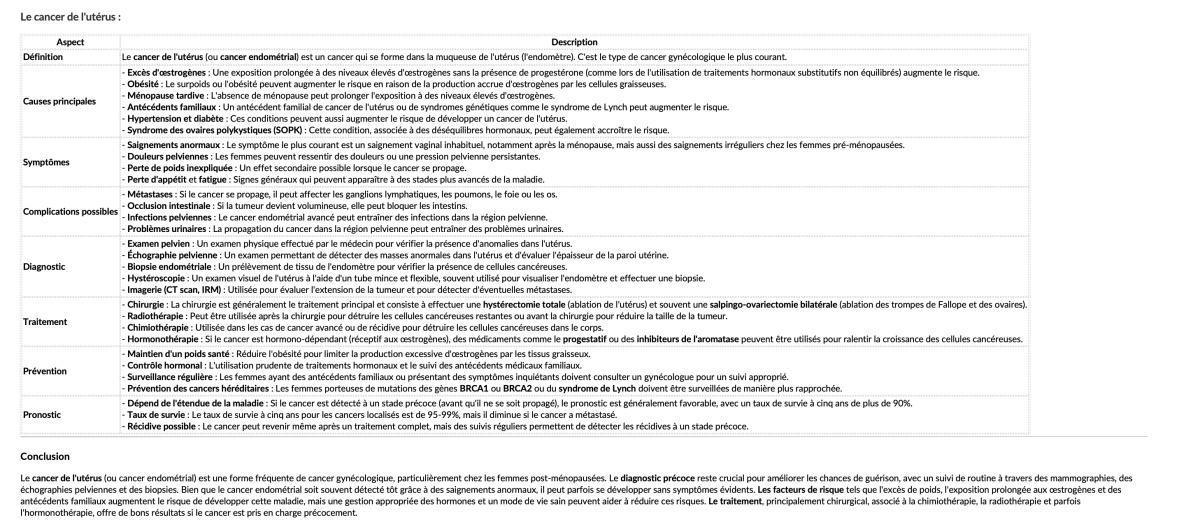 CANCER DE L'UTÉRUS