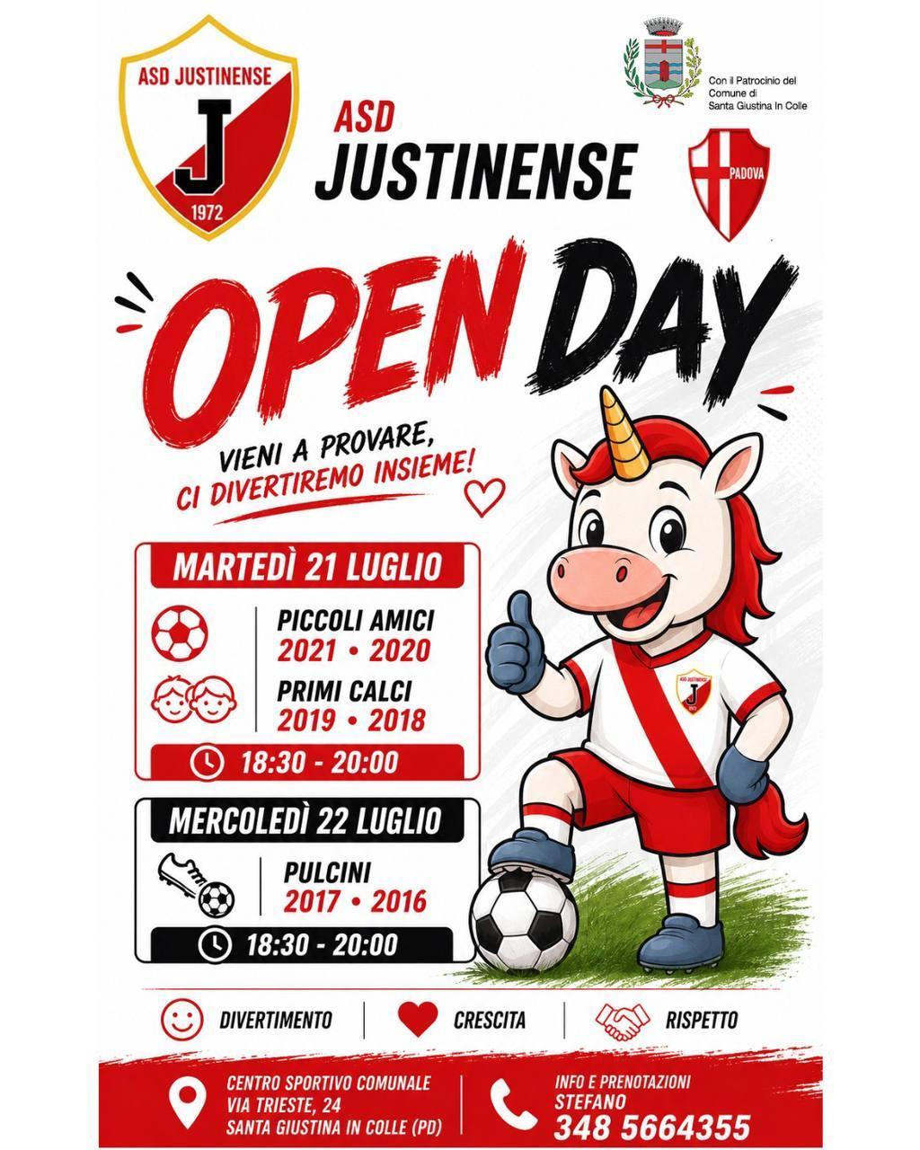 ANNULLATO - ASD Justinense "Open Day" - Piccoli amici (2021-2020) - Primi Calci (2019-2018) ANNULLATO - ASD Justinense "Open Day" - Piccoli amici (2021-2020) - Primi Calci (2019-2018)