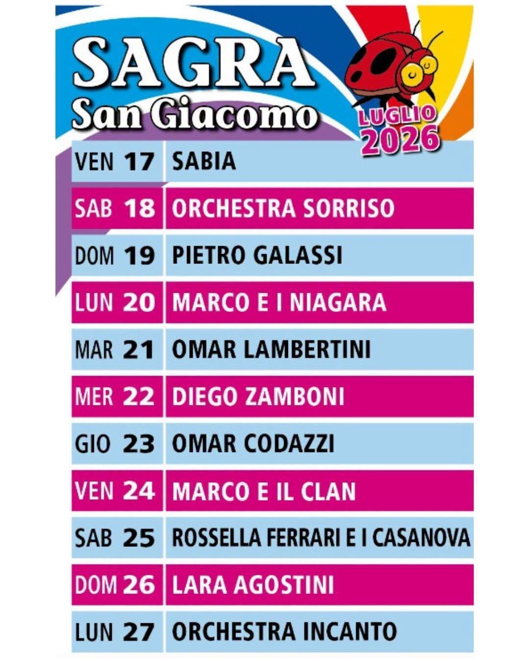 Marco e il Clan - Sagra San Giacomo 2026 (inizio ore 21:30)