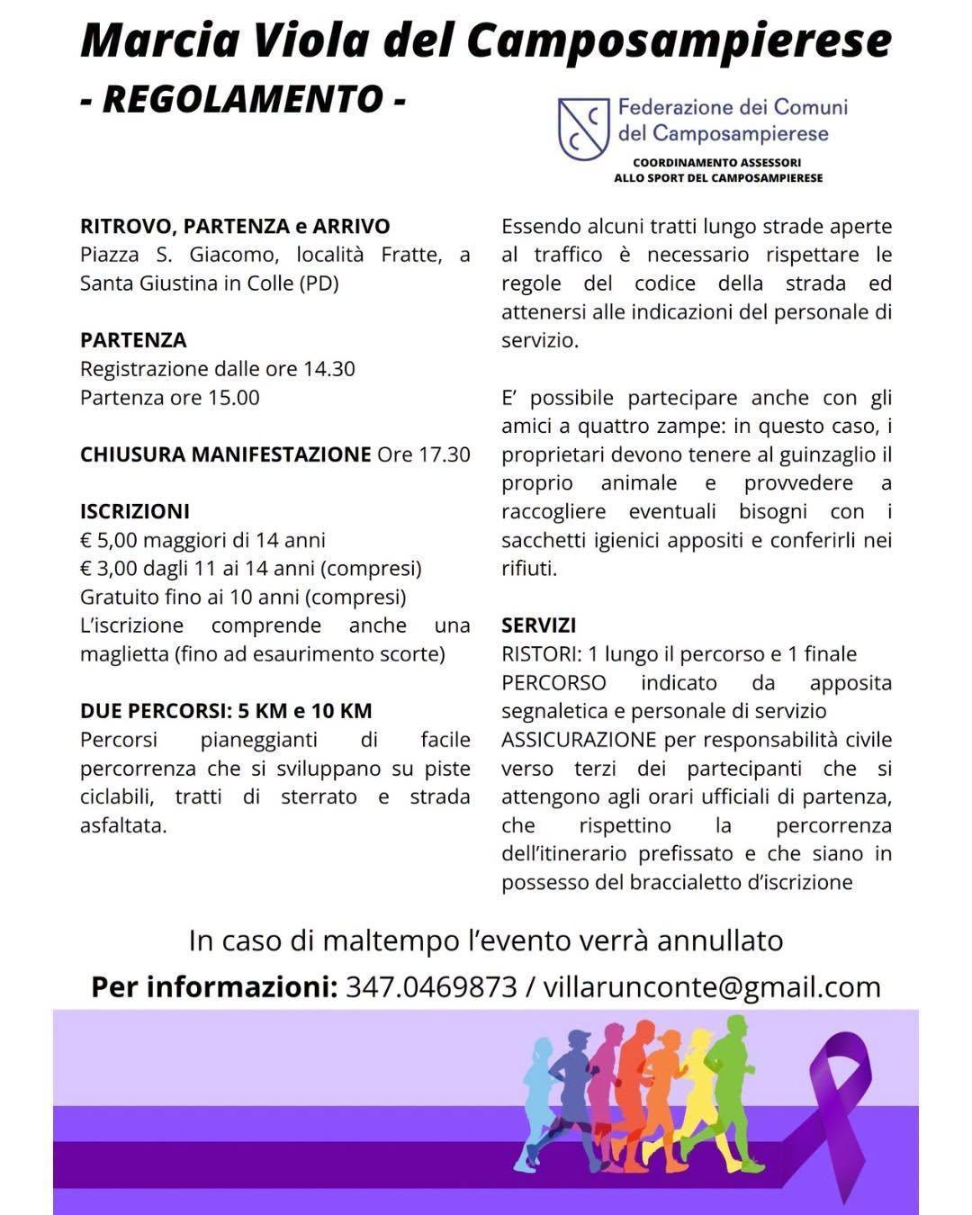 Marcia Viola del Camposampierese (Ritrovo e iscrizioni dalle 14.30 - Partenza alle 15.00) Marcia Viola del Camposampierese (Ritrovo e iscrizioni dalle 14.30 - Partenza alle 15.00)