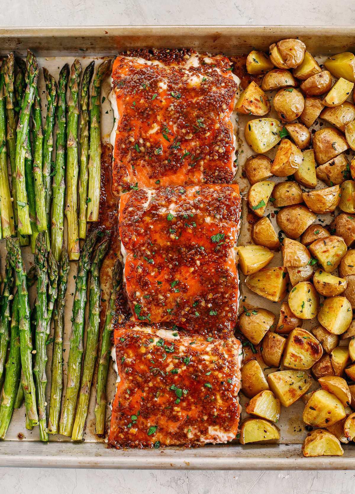 Sheet Pan Maple Dijon Glazed Salmon
