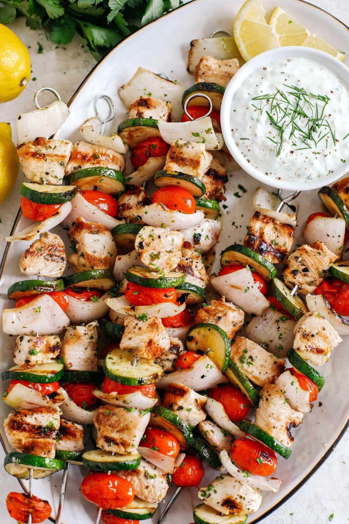 Greek Chicken Kabobs with Tzatziki Sauce Greek Chicken Kabobs with Tzatziki Sauce