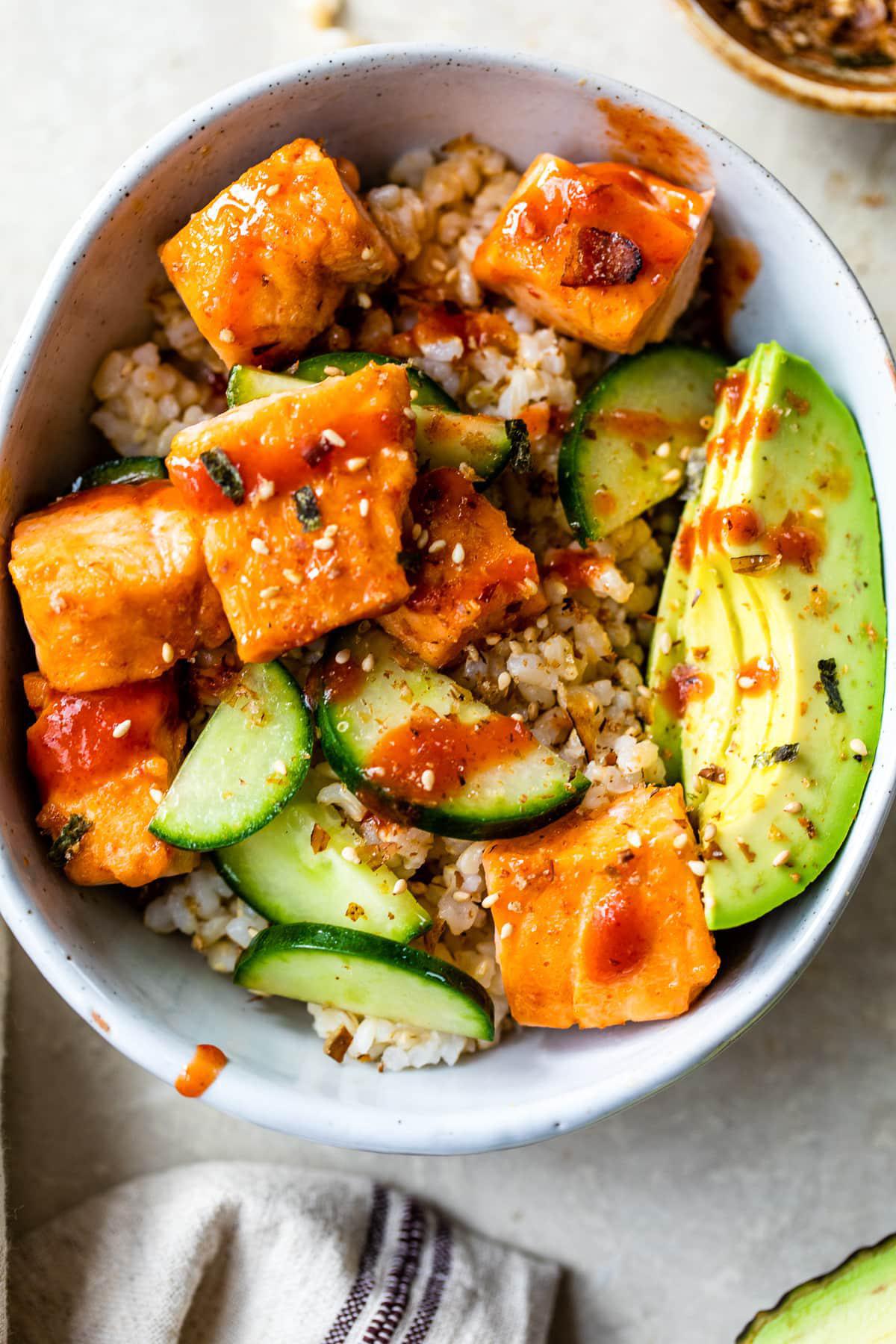 Honey Sriracha Roasted Salmon Rice Bowls Honey Sriracha Roasted Salmon Rice Bowls