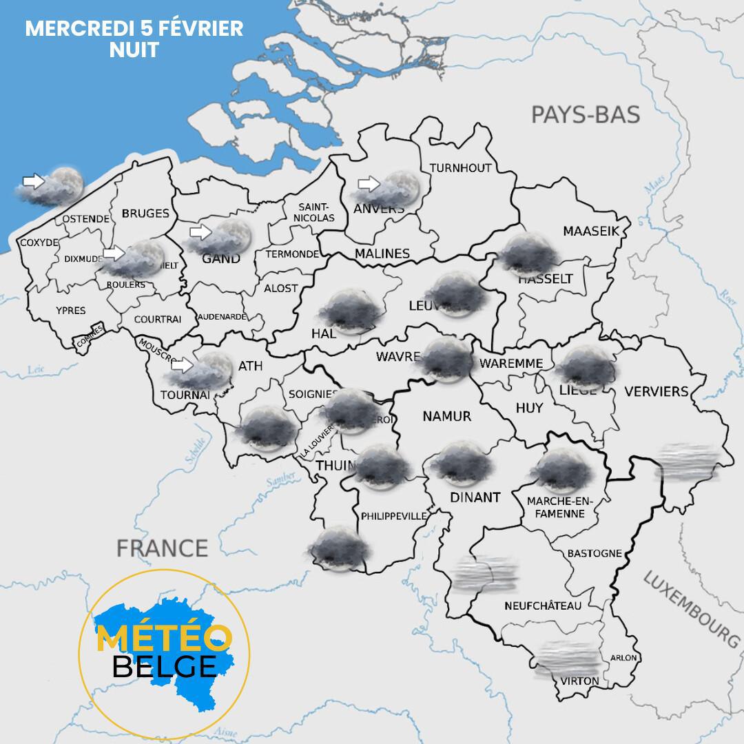 Prévisions nationale du Mercredi 5 Février 2025