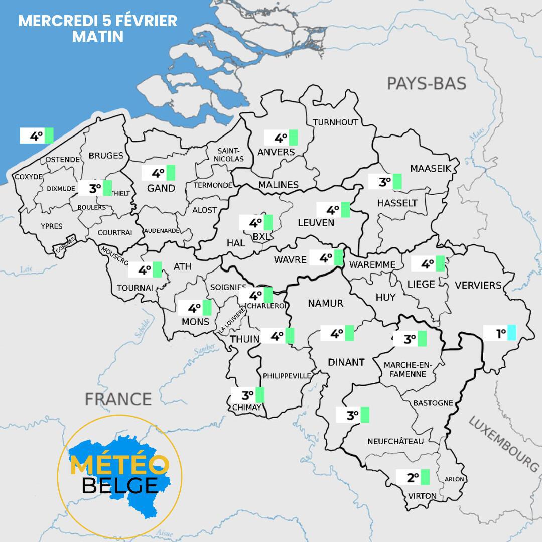 Prévisions nationale du Mercredi 5 Février 2025